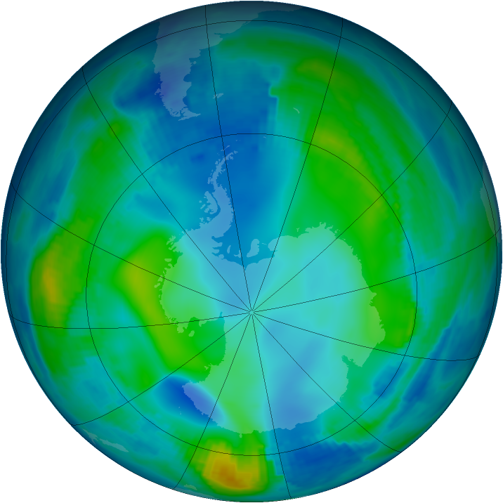 Antarctic ozone map for 28 May 1997